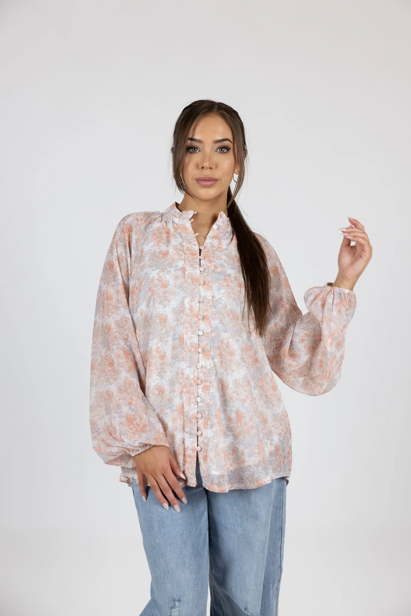 Floral Button Shirt Blouse