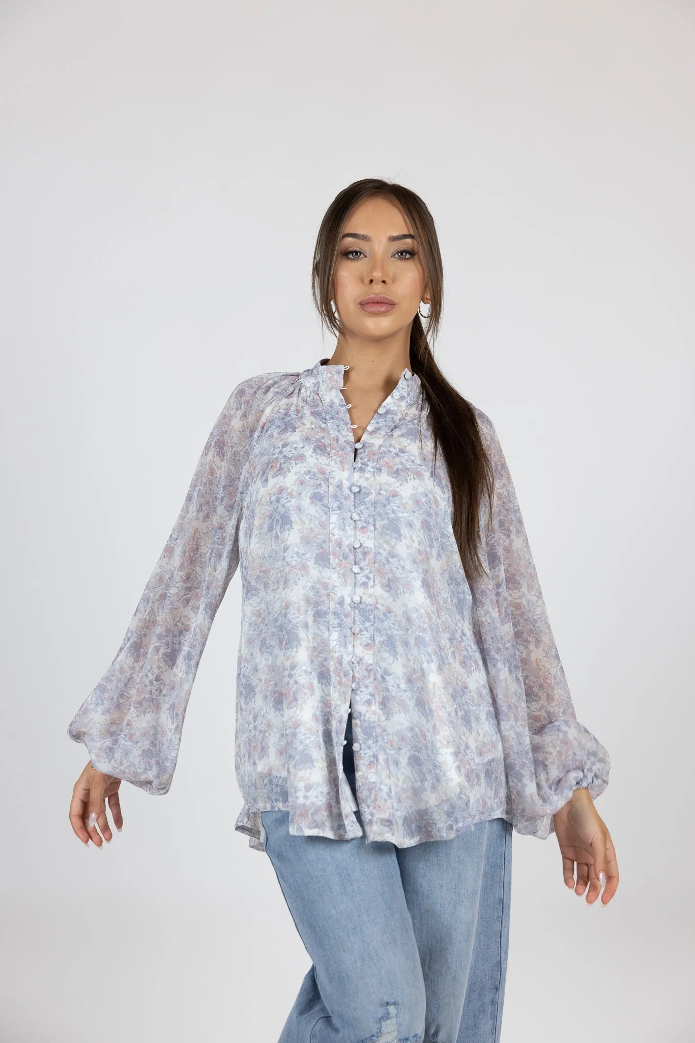 Floral Button Shirt Blouse