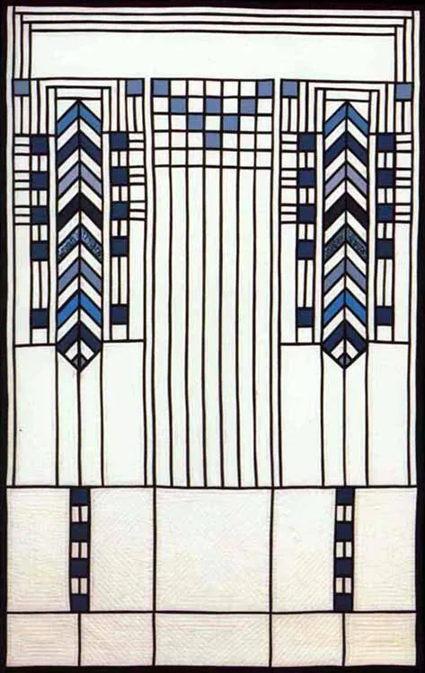 Frank Lloyd Wrights Charles Ennis House - Teal Quilt Pattern