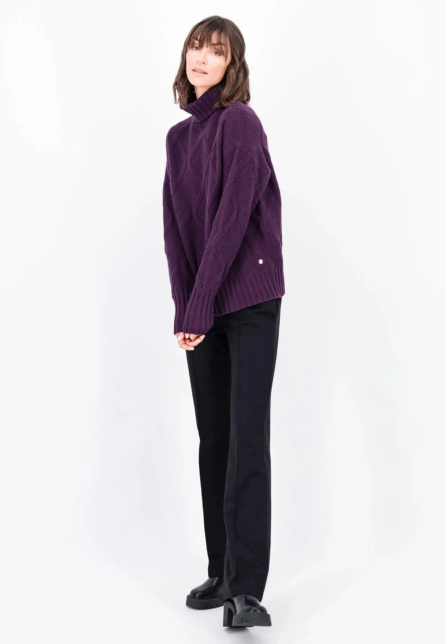 Fynch-Hatton Roll Neck Knit Sweater Plum