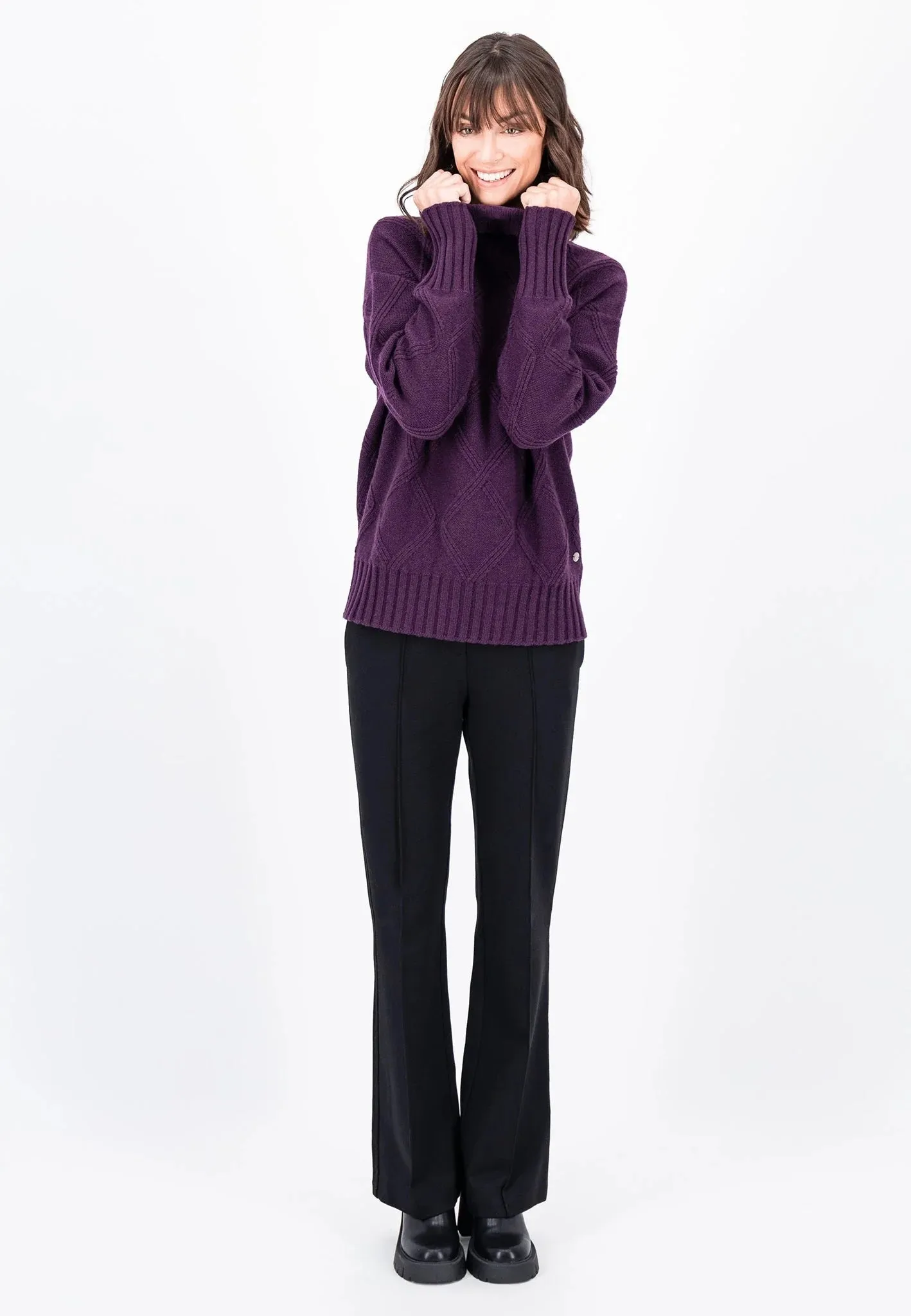 Fynch-Hatton Roll Neck Knit Sweater Plum