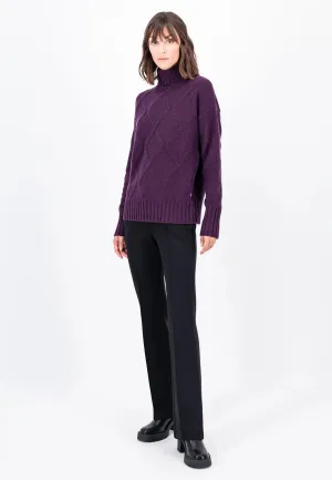 Fynch-Hatton Roll Neck Knit Sweater Plum