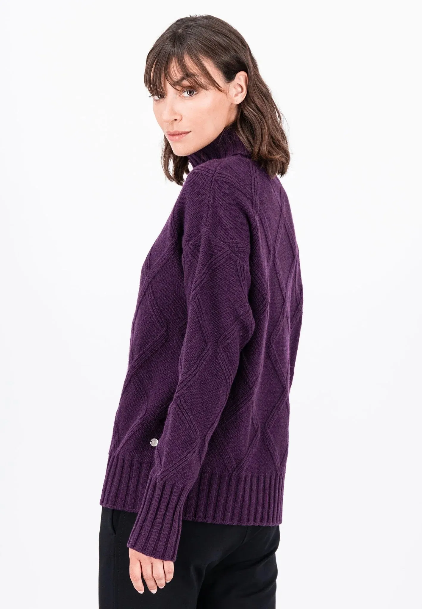 Fynch-Hatton Roll Neck Knit Sweater Plum