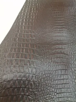 Goat leather embossed crocodile effect, Genuine goat skins printed small crocodile look, thickness 0,8mm(2 oz)