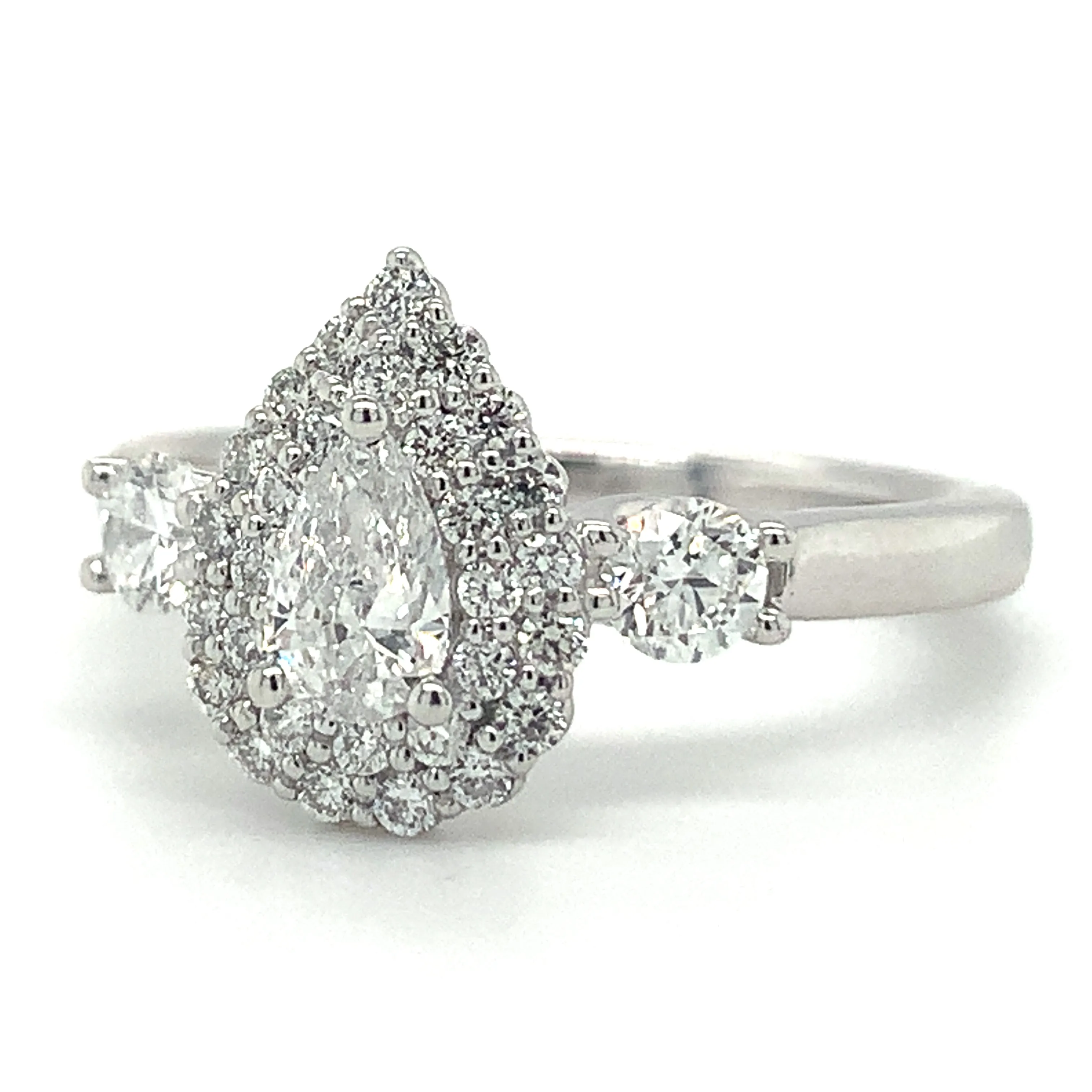 Grainne - Platinum 0.85ct Pear Double Halo Earth Grown Diamond Engagement Ring