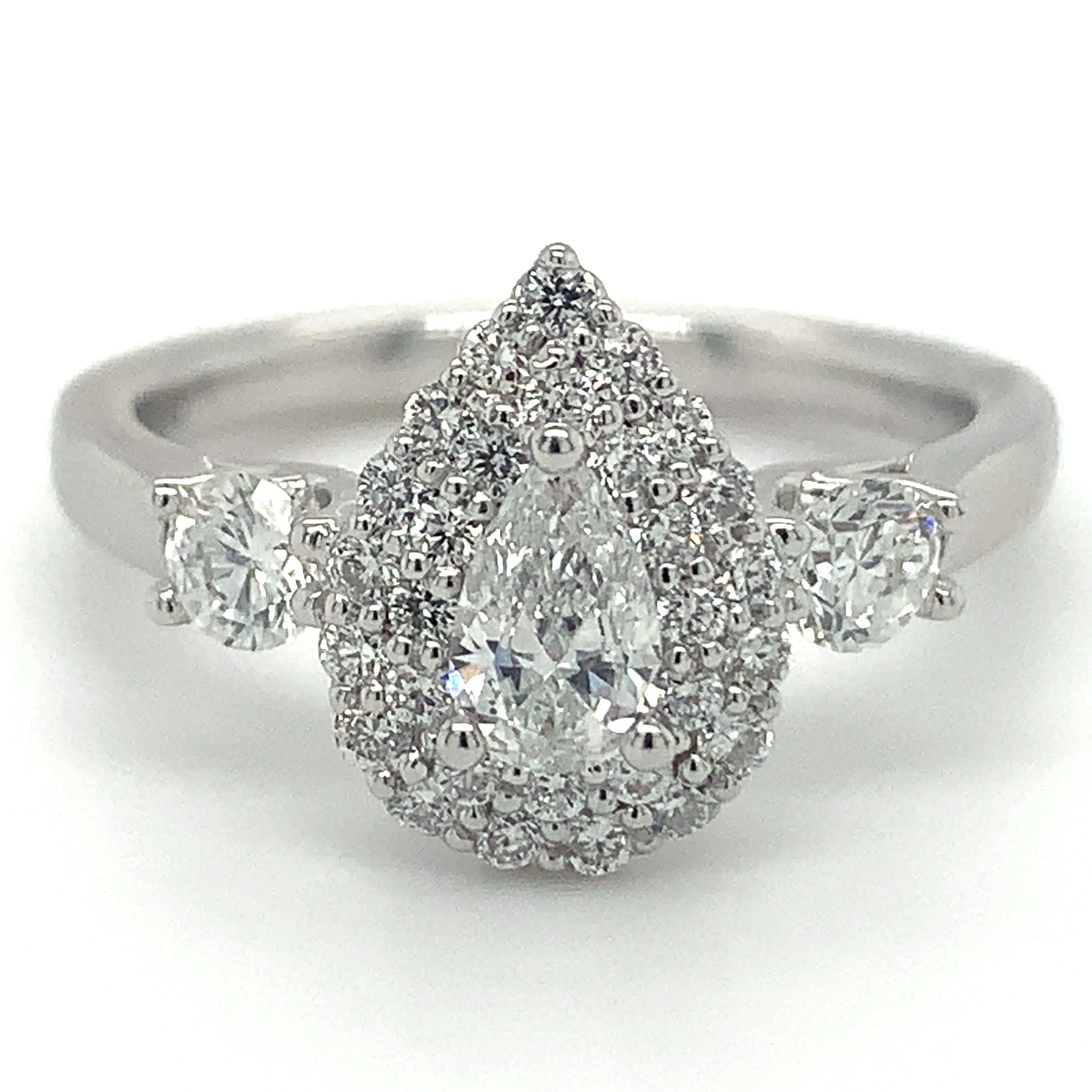 Grainne - Platinum 0.85ct Pear Double Halo Earth Grown Diamond Engagement Ring