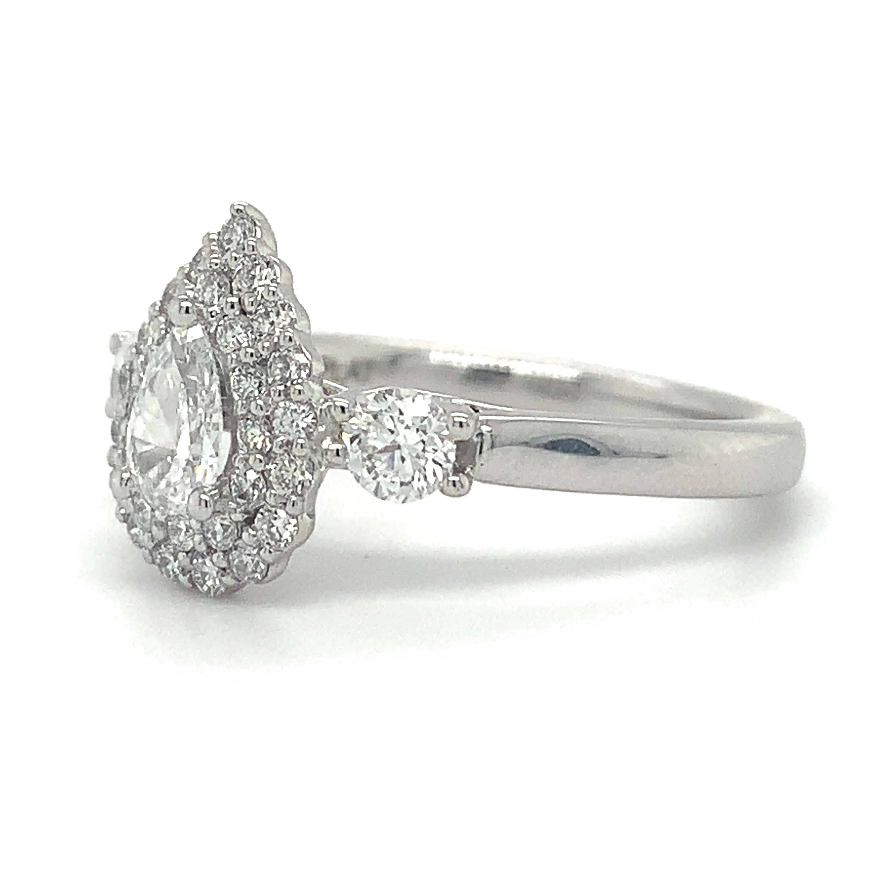 Grainne - Platinum 0.85ct Pear Double Halo Earth Grown Diamond Engagement Ring