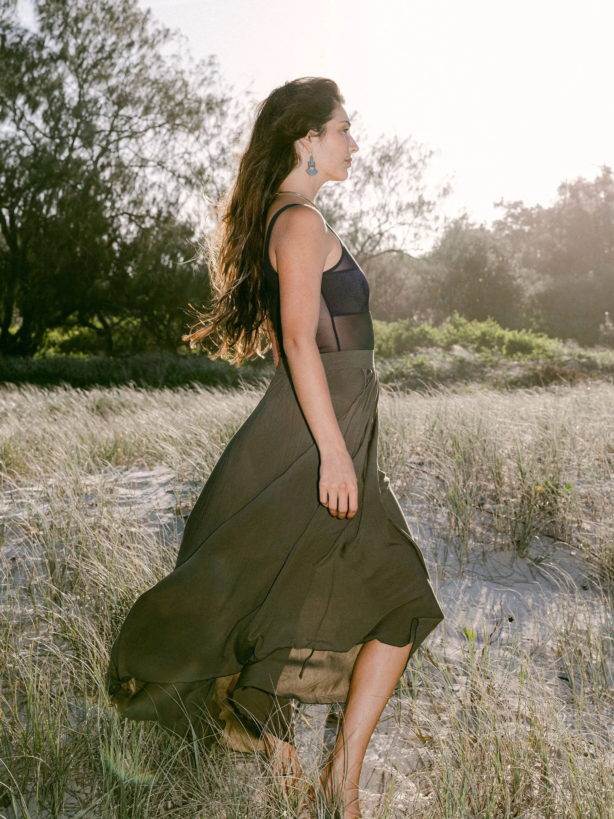 Green Peony Skirt