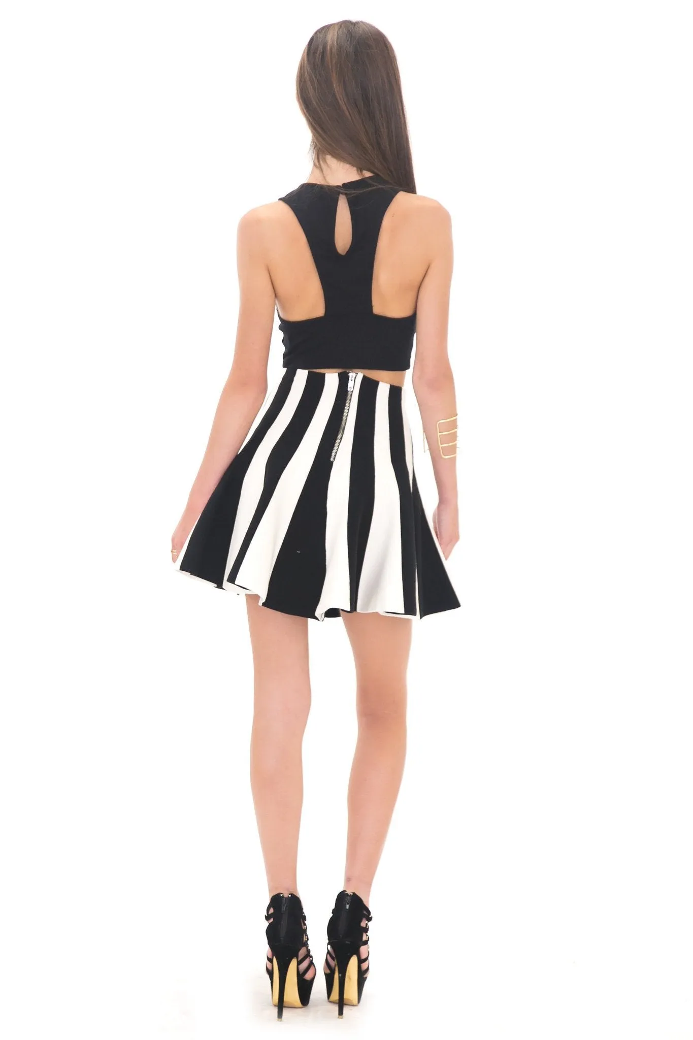 HELIX STRIPED FLARE SKIRT