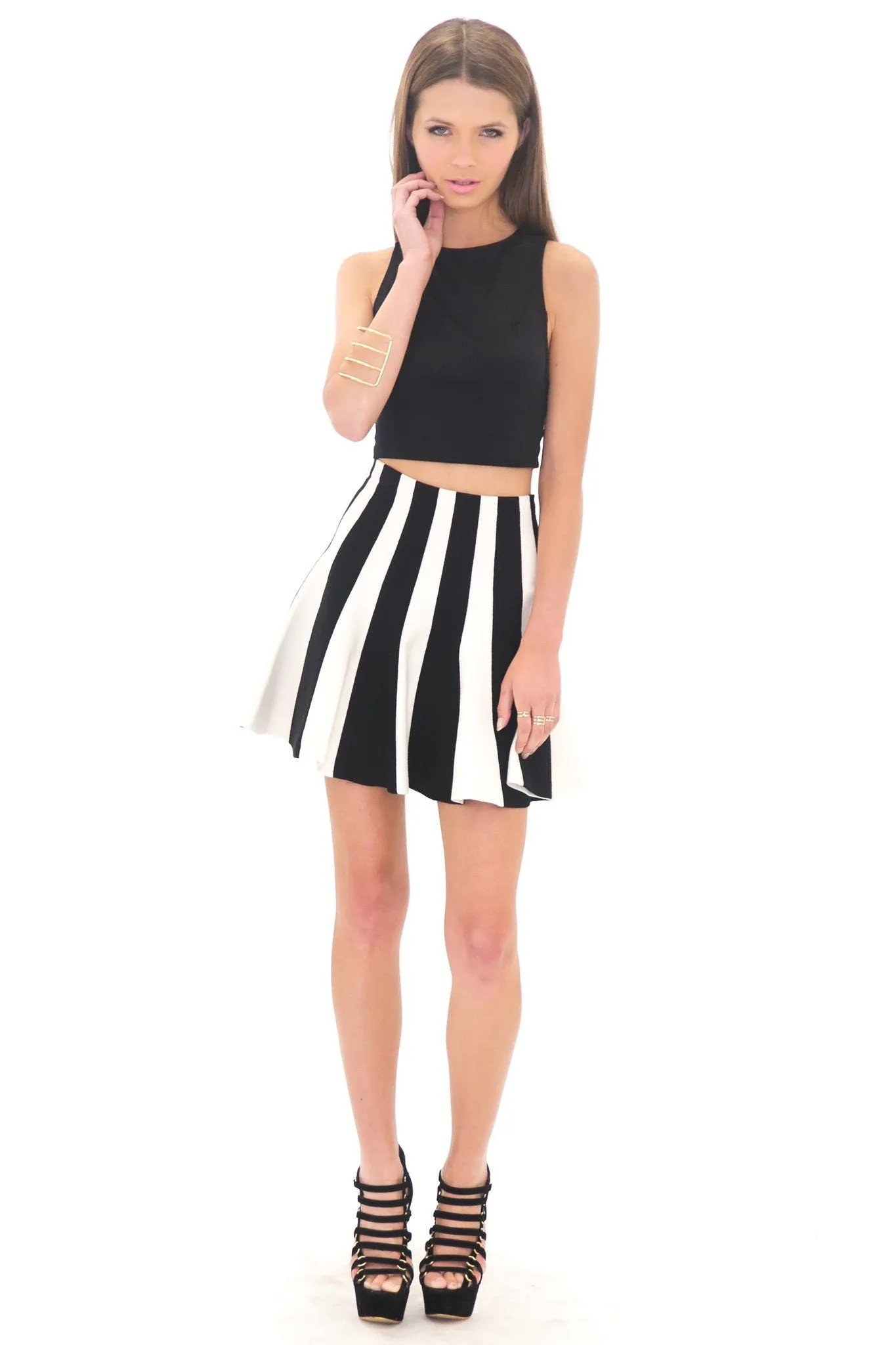 HELIX STRIPED FLARE SKIRT