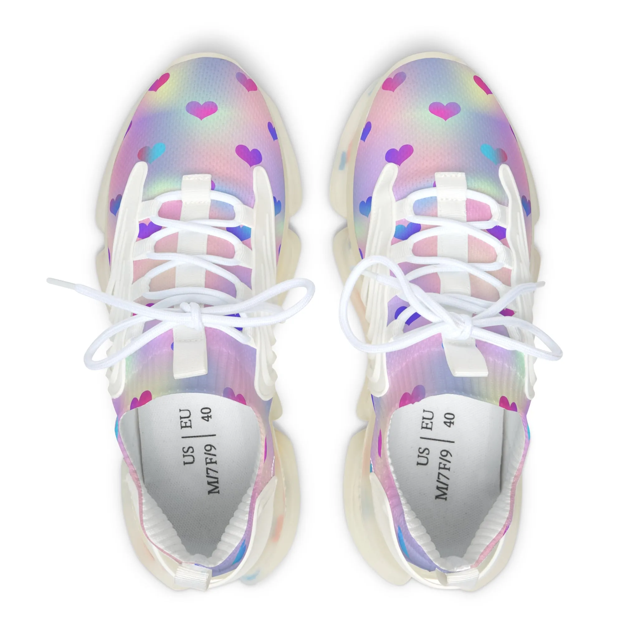 Holographic Hearts Women's Mesh Sneakers