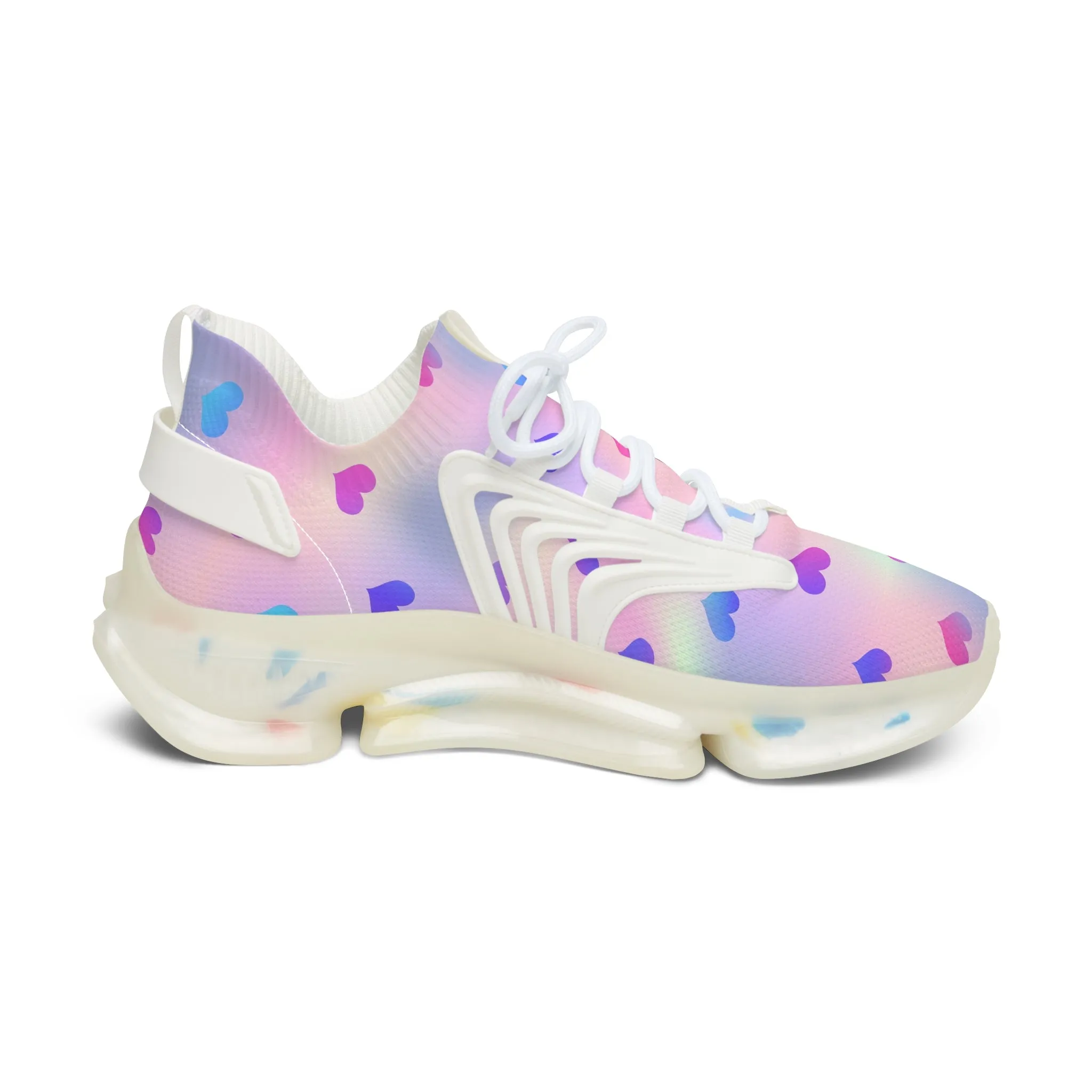 Holographic Hearts Women's Mesh Sneakers