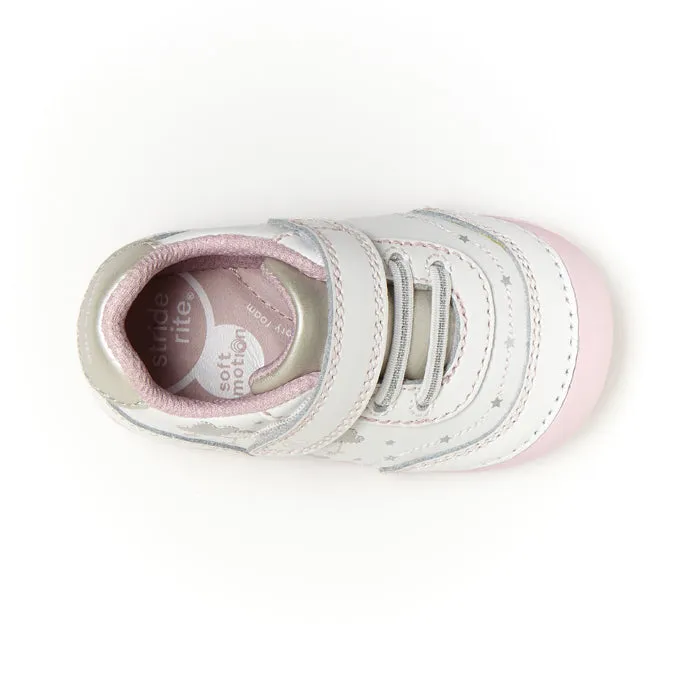 Infant Girl Stride Rite Soft Motion Adalyn Sneaker White/Silver