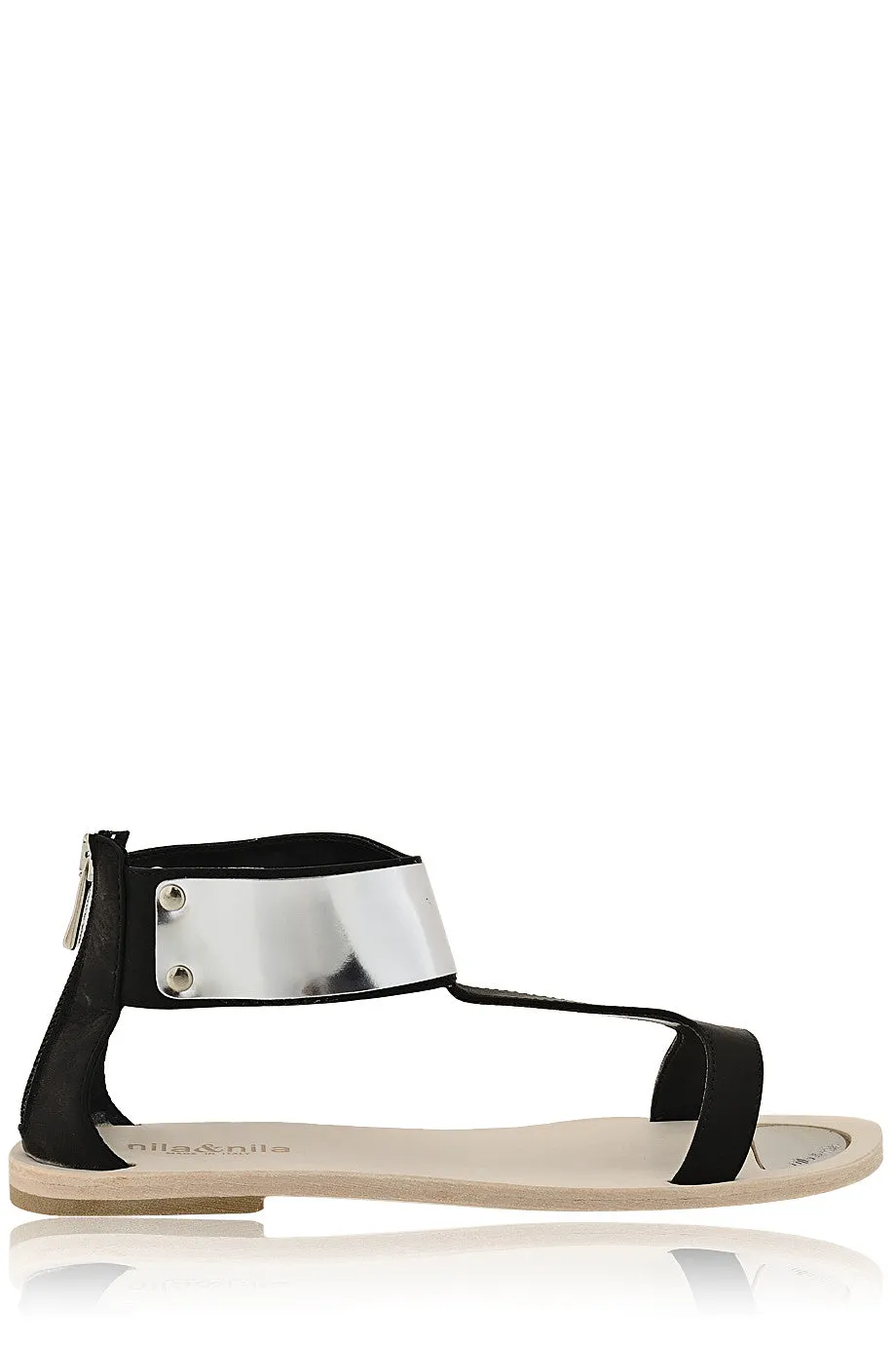 JUNO Black Leather Sandals