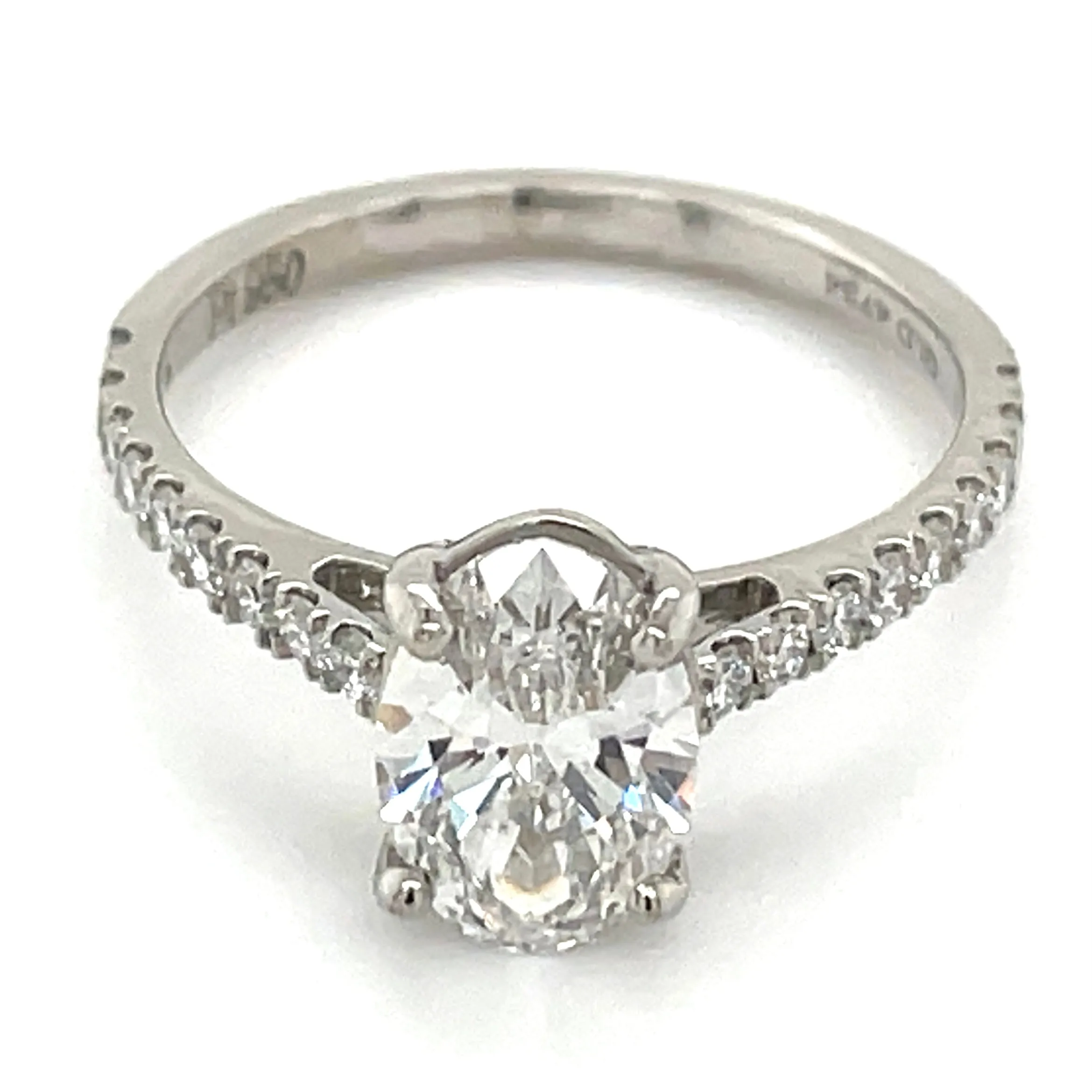 Kylah - Platinum Oval Laboratory Grown Diamond Engagement Ring With Stone Set Shoulders