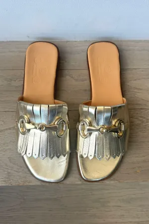 Leather Sandals - Gold