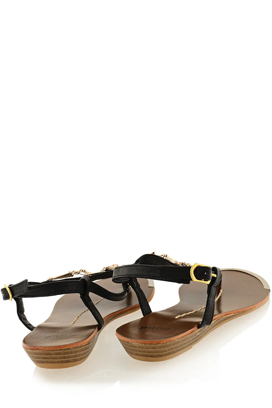 LILOU Black Metallic Sandals