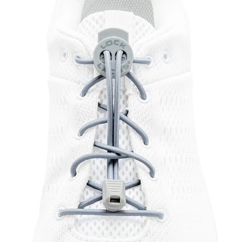 Lock Laces Solid No-Tie Shoelaces - Gray Solid