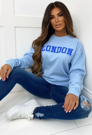 London Vibes Light Blue London Printed Sweatshirt