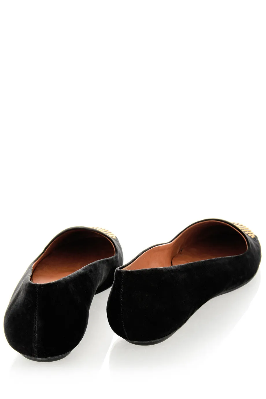 LOVE ME Black Studded-Toe Ballerinas