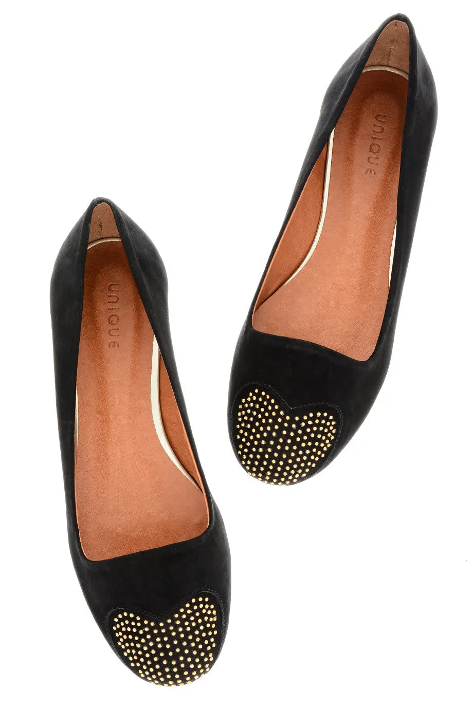 LOVE ME Black Studded-Toe Ballerinas