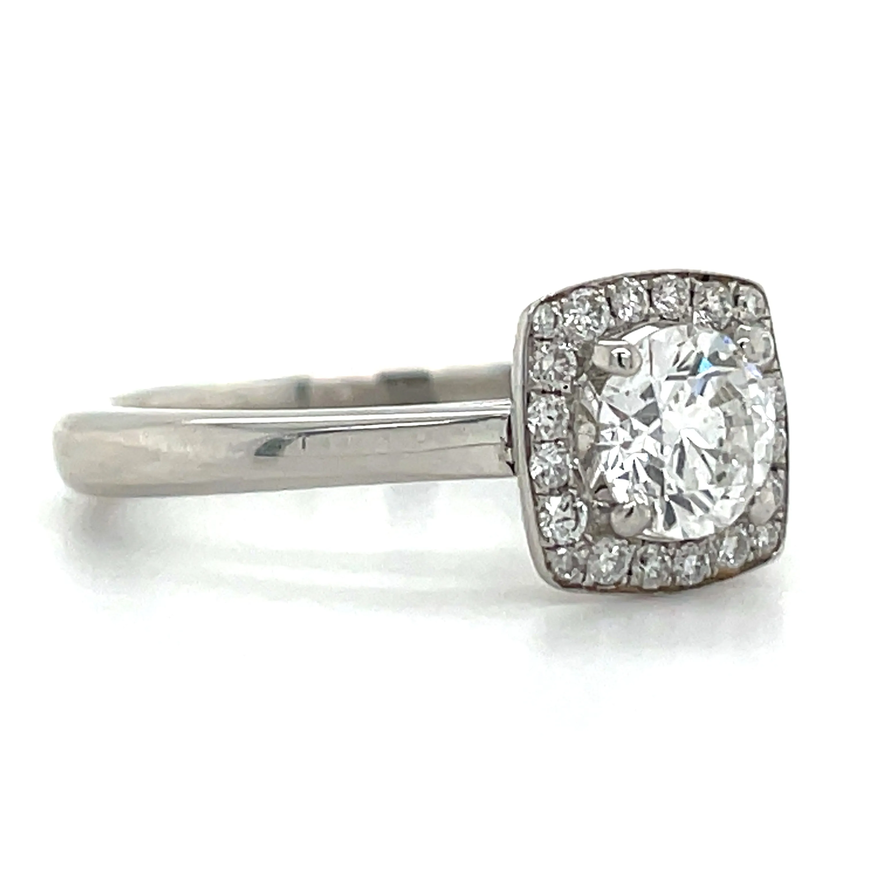 Luna - Platinum .83ct Cushion Halo Earth Grown Diamond Engagement Ring