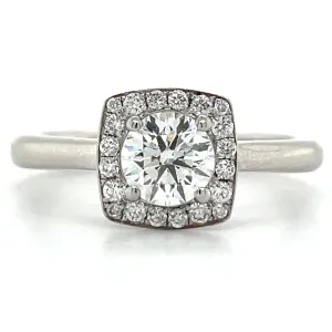 Luna - Platinum .83ct Cushion Halo Earth Grown Diamond Engagement Ring