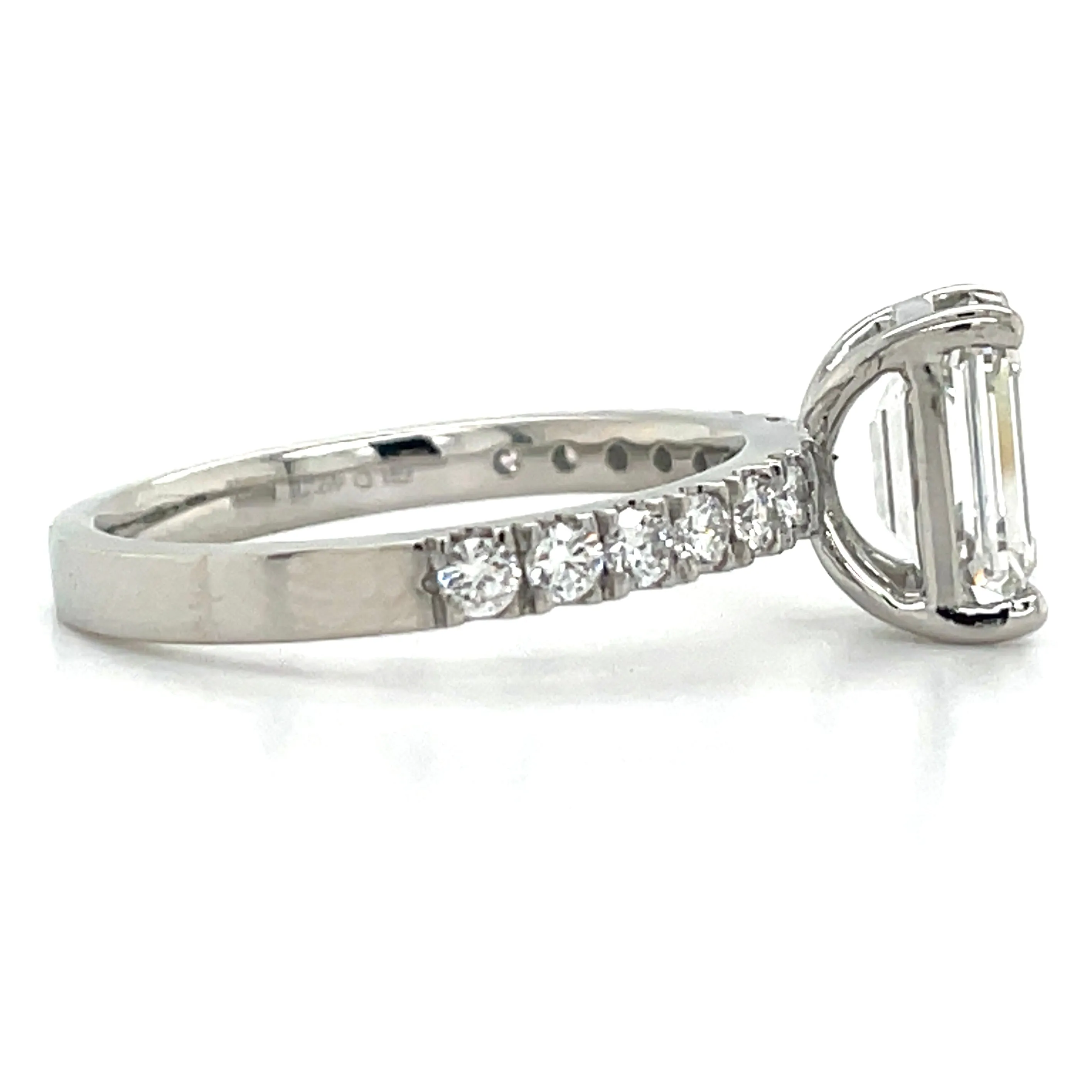 Maisie - Platinum Emerald Cut Laboratory Grown Diamond Engagement Ring With Stone Set Shoulders