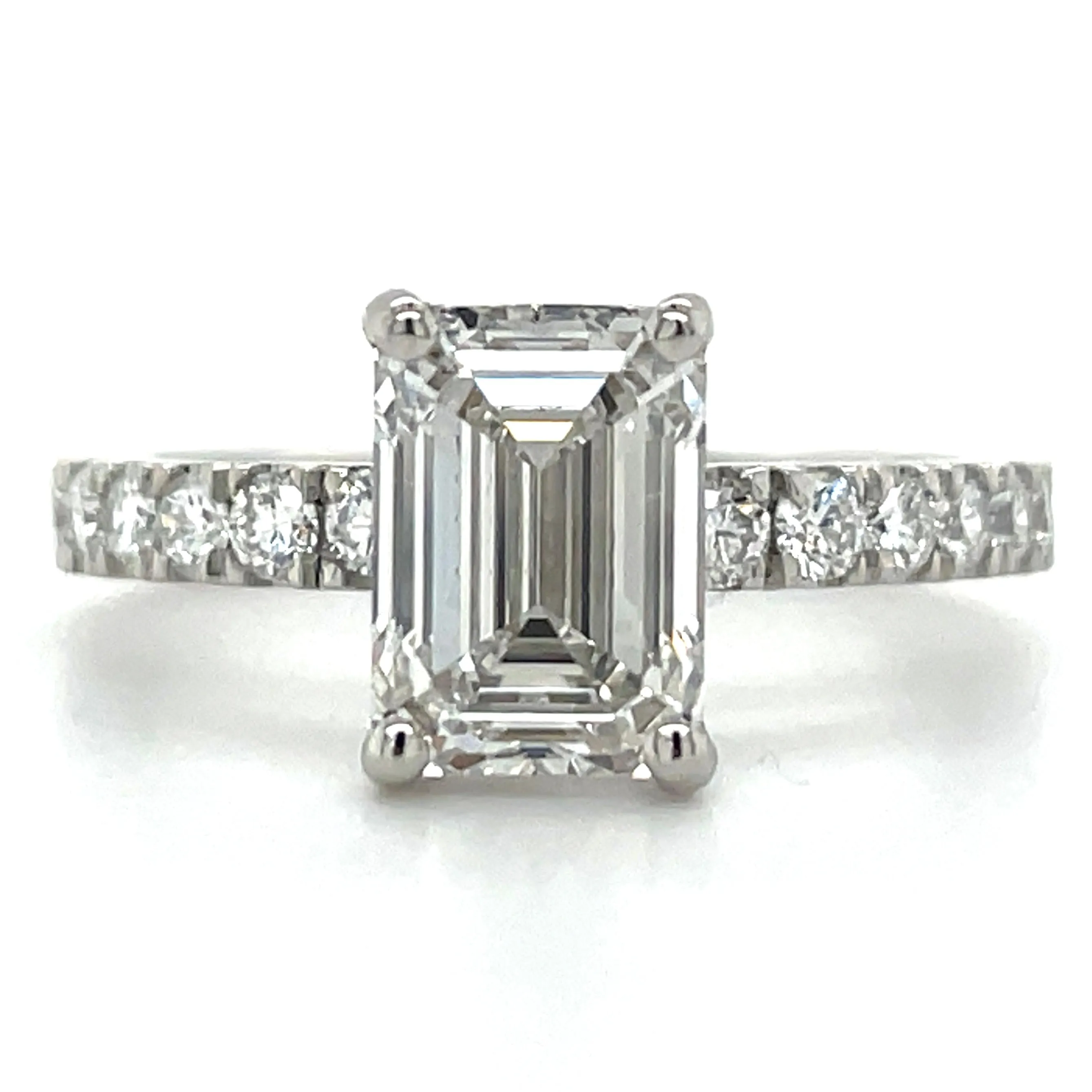 Maisie - Platinum Emerald Cut Laboratory Grown Diamond Engagement Ring With Stone Set Shoulders