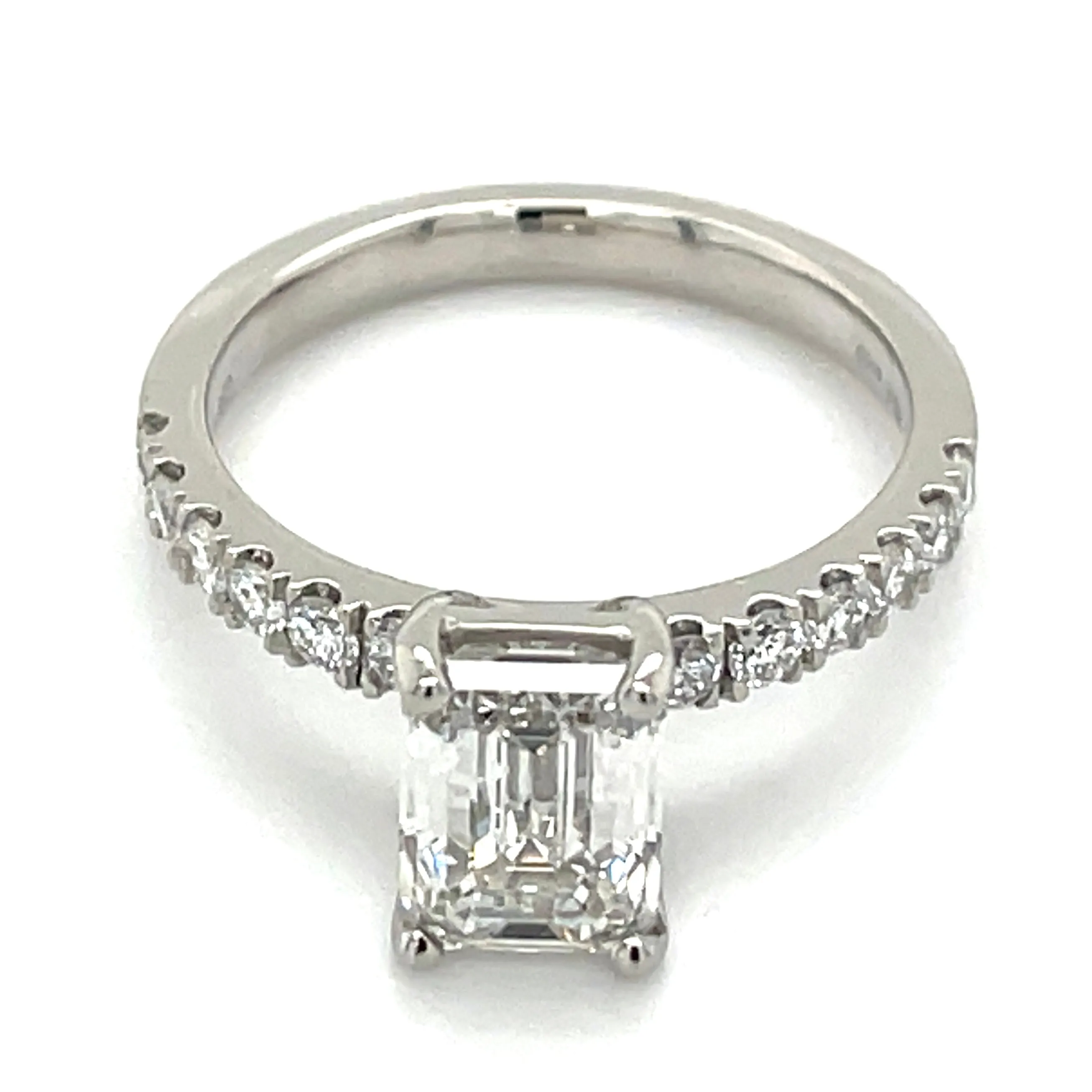 Maisie - Platinum Emerald Cut Laboratory Grown Diamond Engagement Ring With Stone Set Shoulders