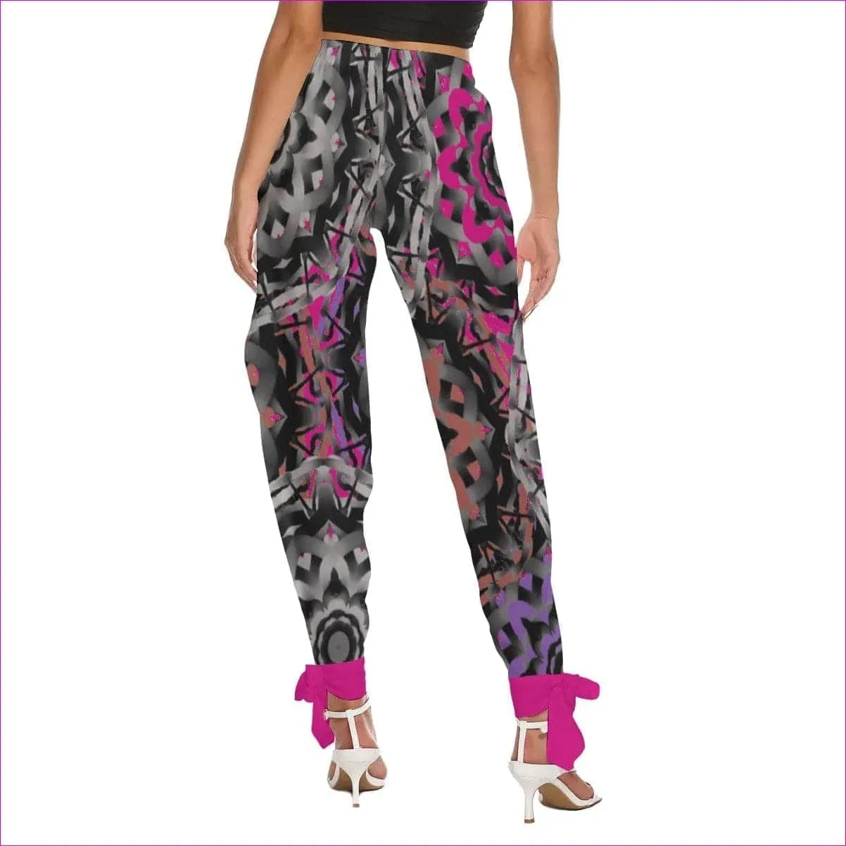 Mandala Graffiti Womens Side Seam Cutout Pants With Bottom Strap