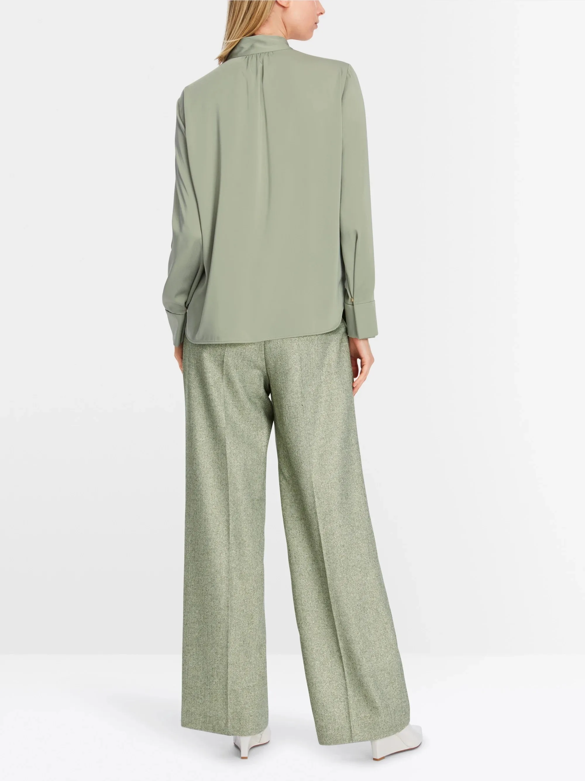 Marc Cain Blouse With Stand Up Collar Frozen Sage