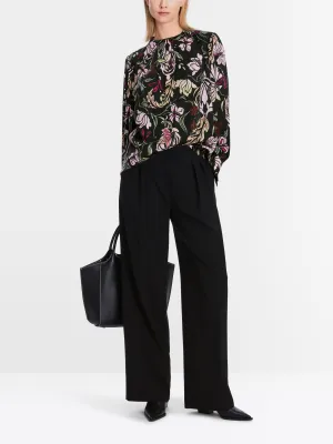 Marc Cain Slip Blouse Black Flower Print