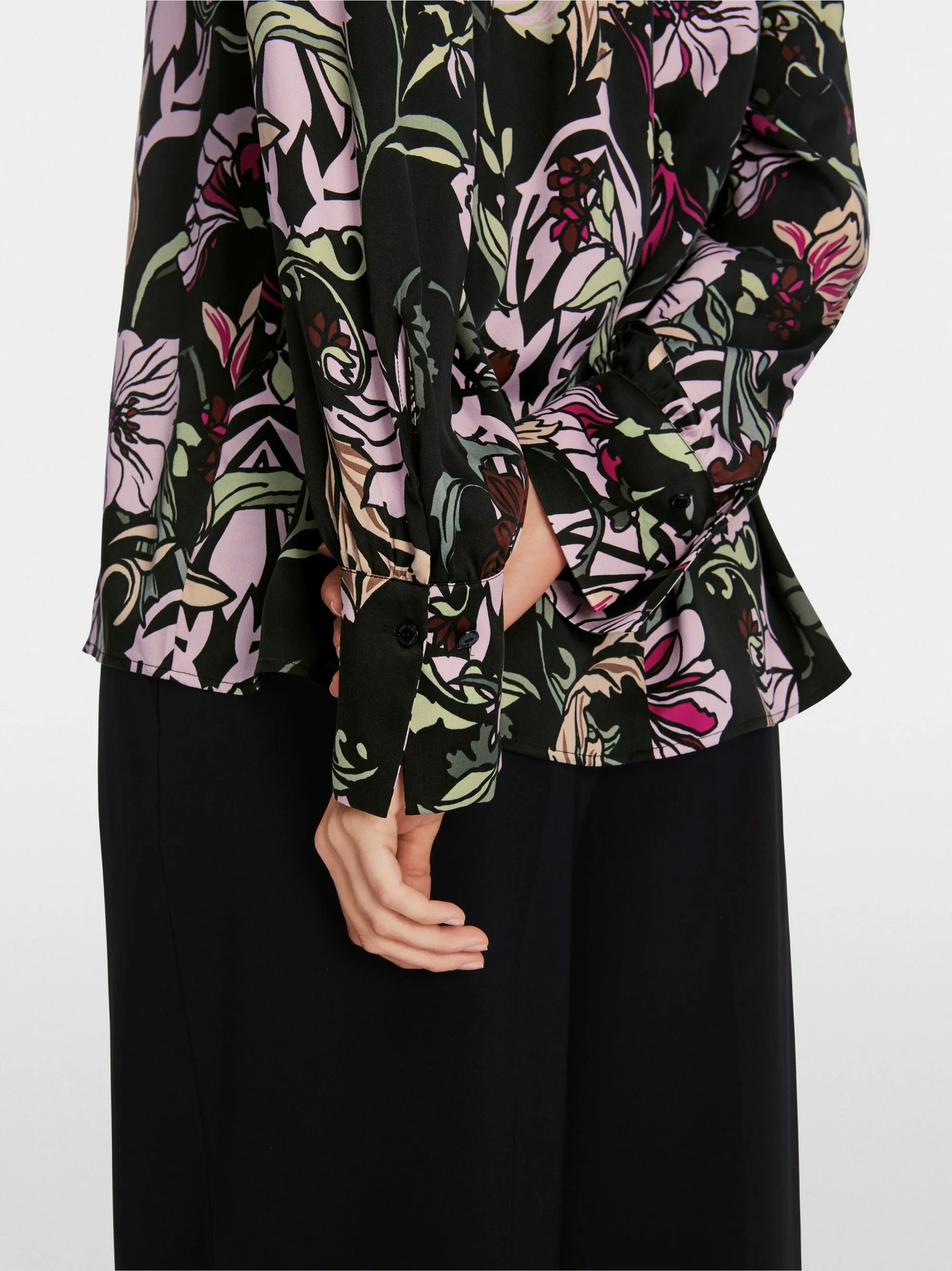 Marc Cain Slip Blouse Black Flower Print