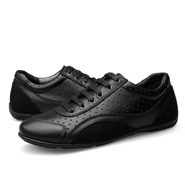 Mens Casual Lace Up Leather Sneakers