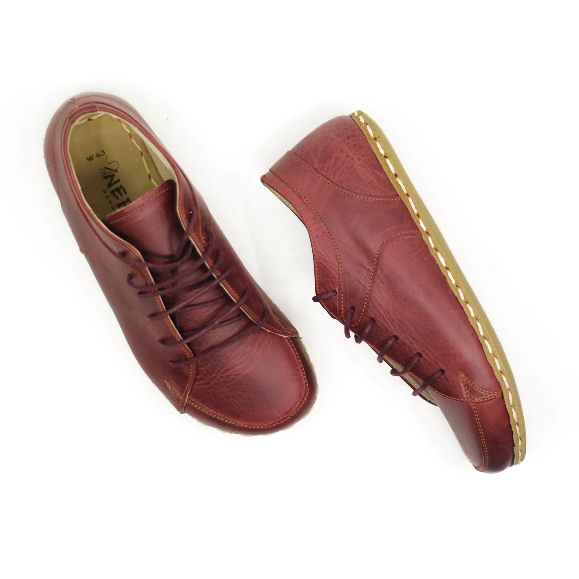 Men's Copper Rivet Earthing Leather Sneaker in Crazy Burgundy