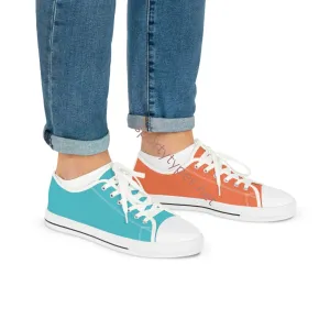 Men's Turquoise & Coral Mismatched Low Top Sneakers