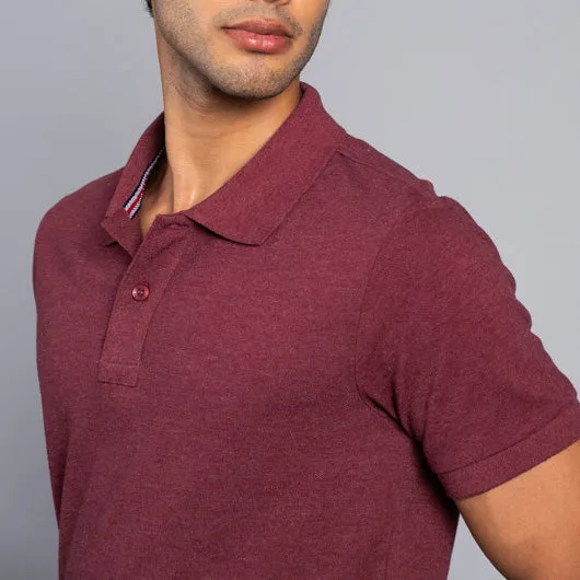 Merlot Evenings Maroon Cotton Polo T-Shirt