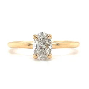 Millie - 18ct Yellow Gold 0.62ct Laboratory Grown Oval Solitaire Engagement Ring with Hidden Halo