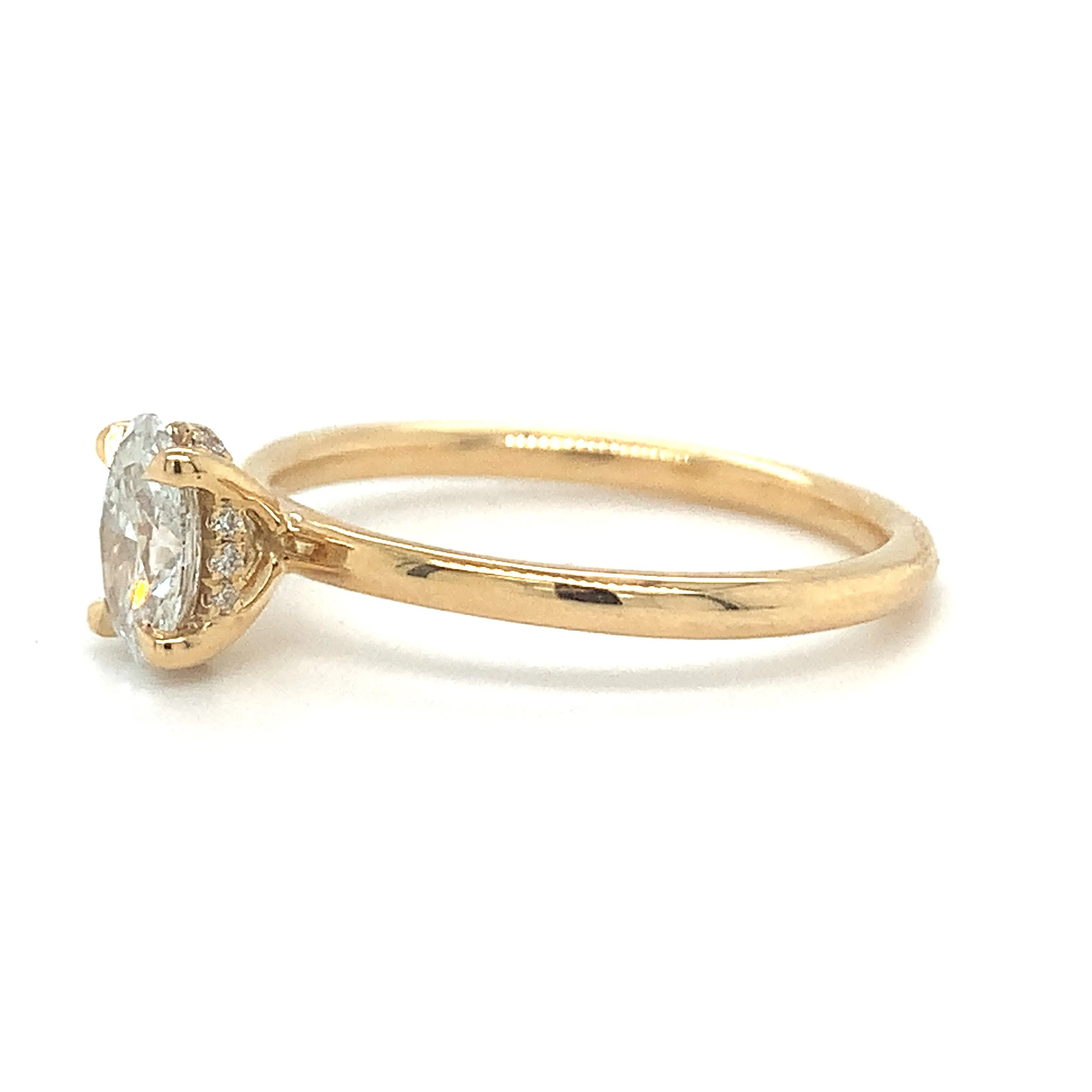 Millie - 18ct Yellow Gold 0.62ct Laboratory Grown Oval Solitaire Engagement Ring with Hidden Halo