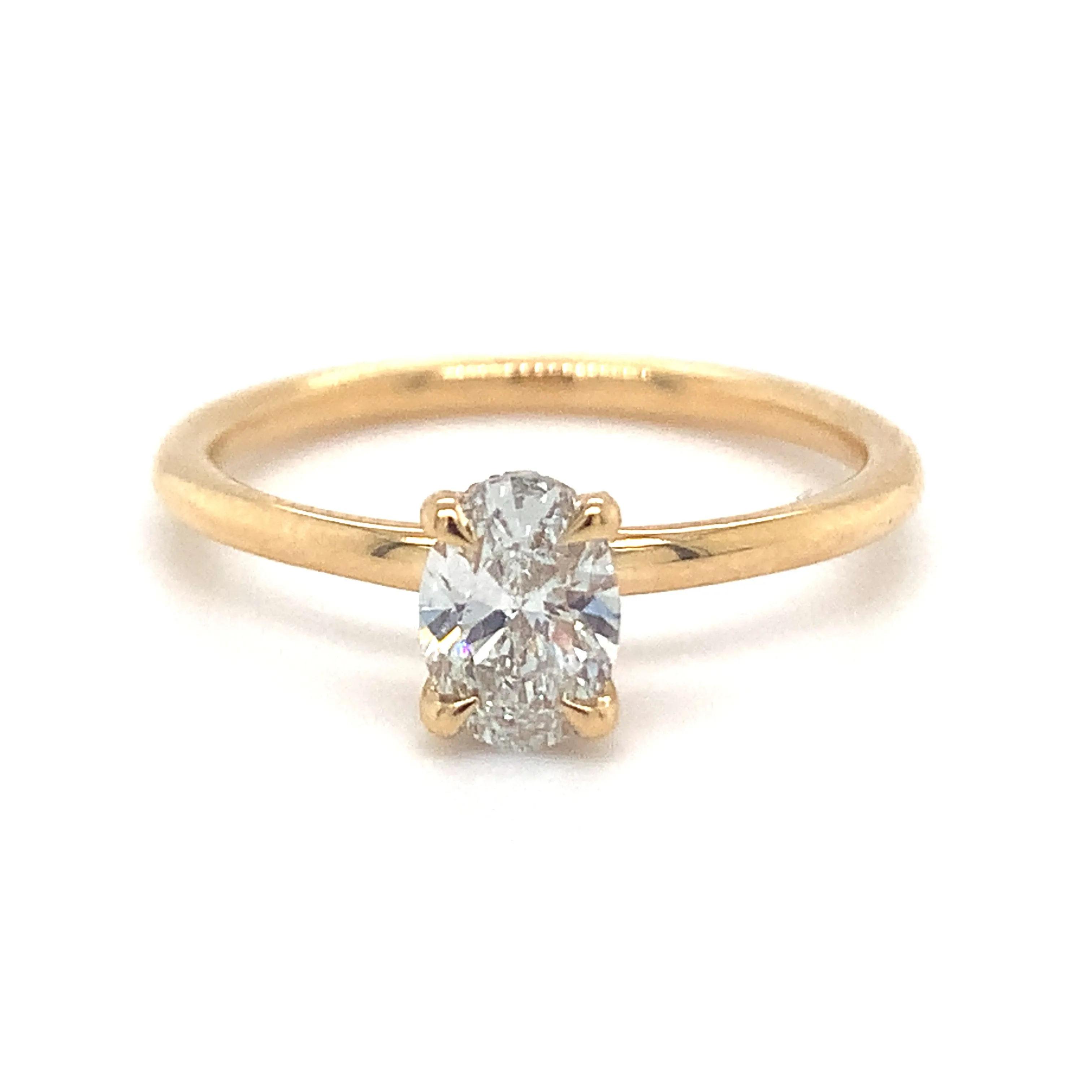 Millie - 18ct Yellow Gold 0.62ct Laboratory Grown Oval Solitaire Engagement Ring with Hidden Halo