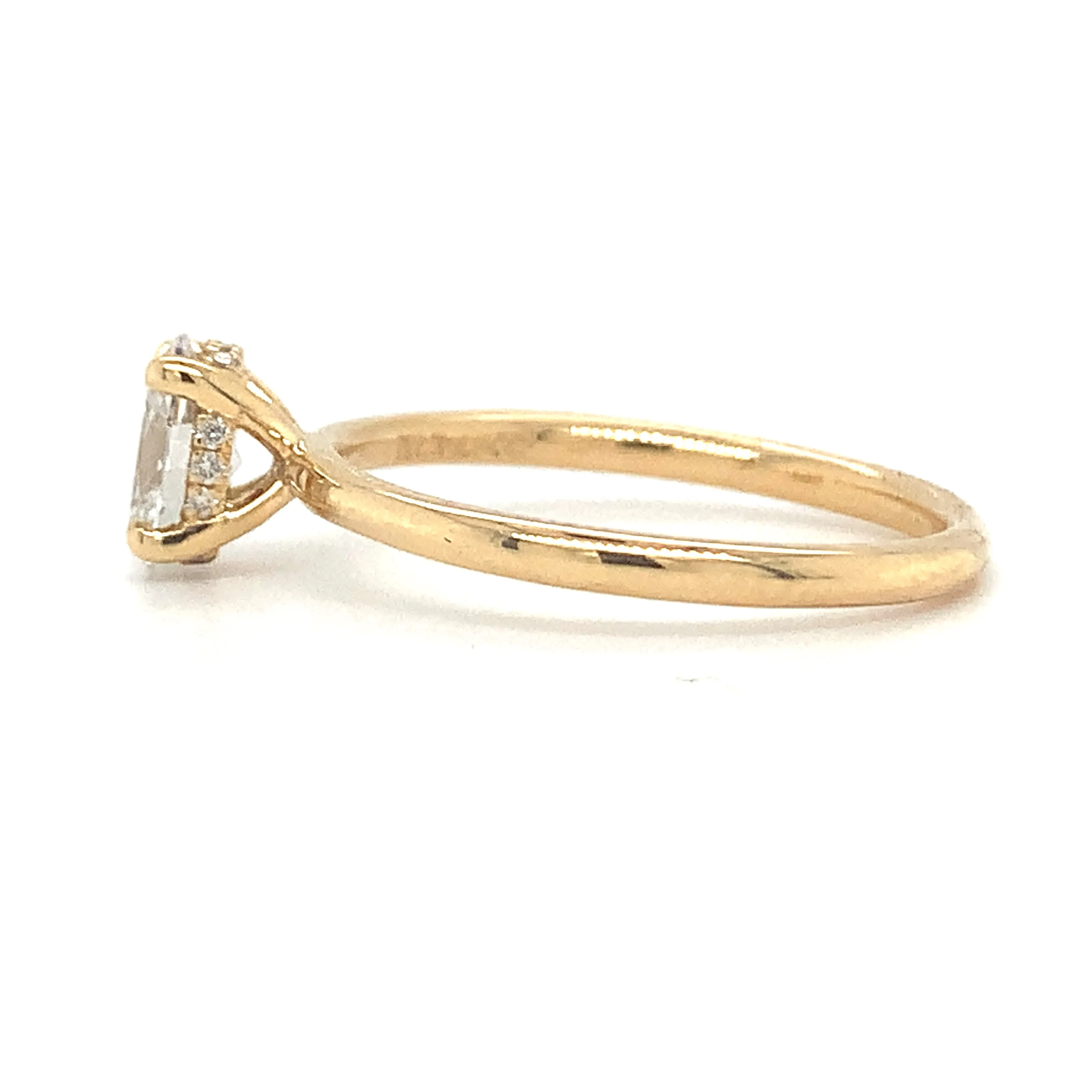 Millie - 18ct Yellow Gold 0.62ct Laboratory Grown Oval Solitaire Engagement Ring with Hidden Halo