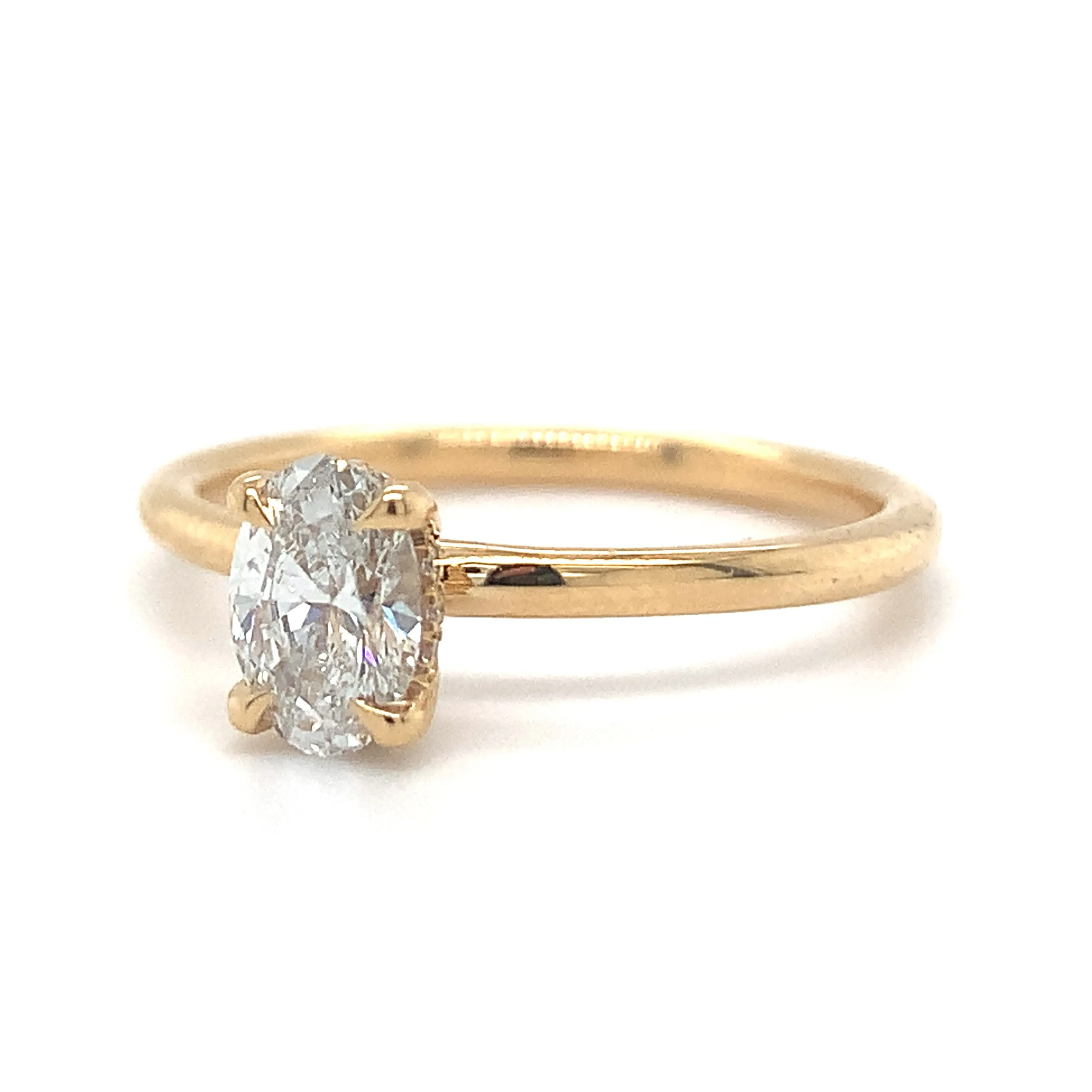 Millie - 18ct Yellow Gold 0.62ct Laboratory Grown Oval Solitaire Engagement Ring with Hidden Halo