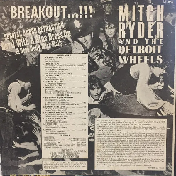 Mitch Ryder And The Detroit Wheels* - Breakout…!!! (LP, Album, Ter) (VG)