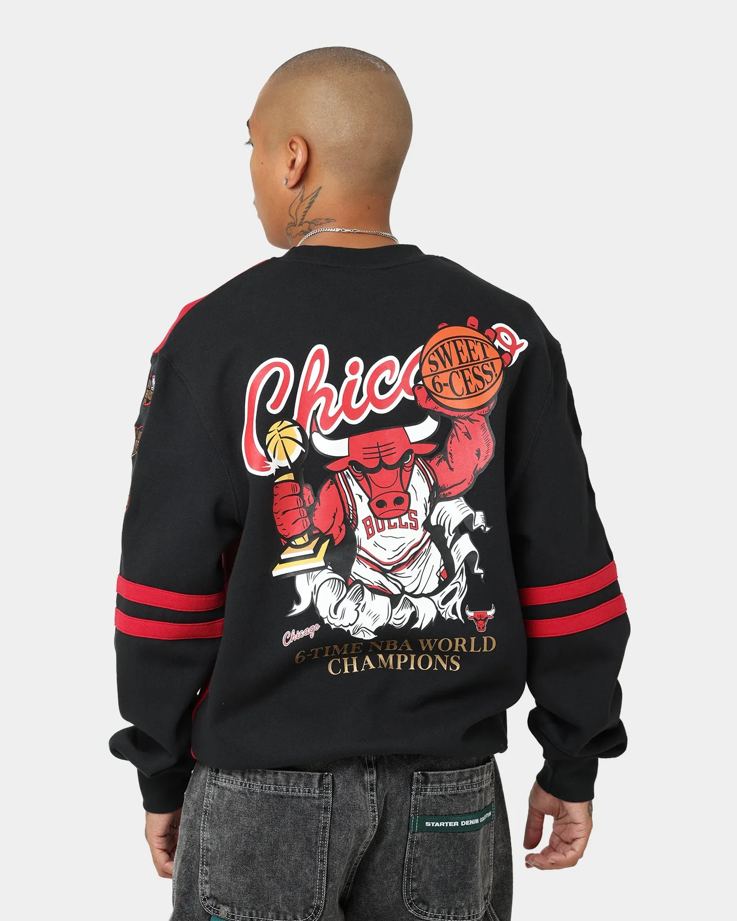 Mitchell & Ness Chicago Bulls All Over Print Crewneck 2.0 Scarlet