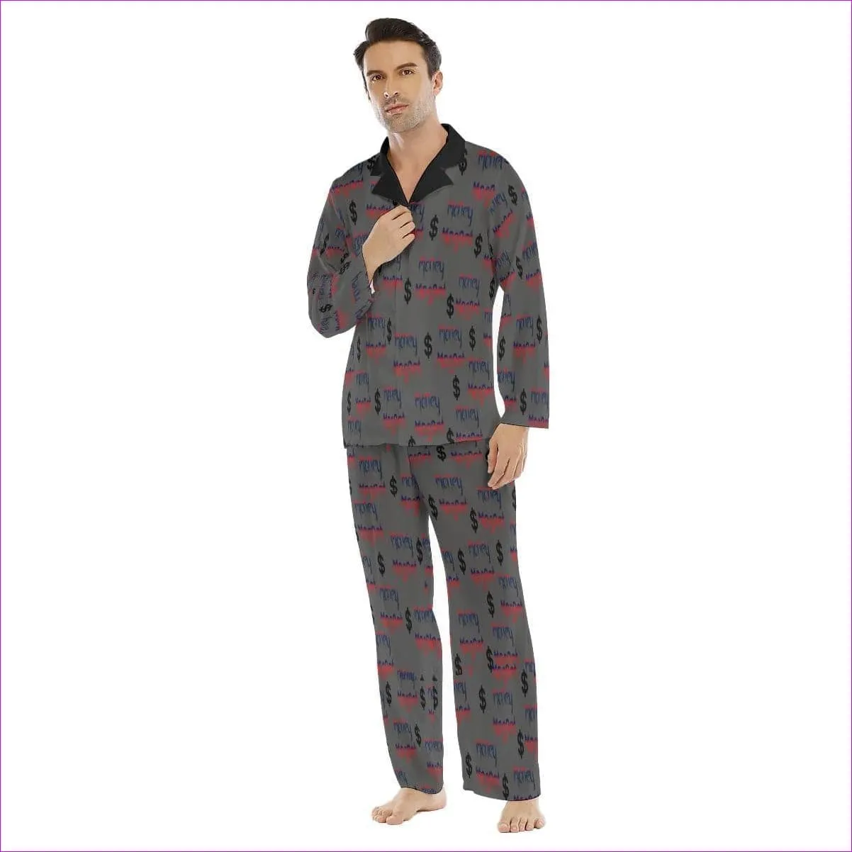 Money Magnet Men's Lapel Pajama Set