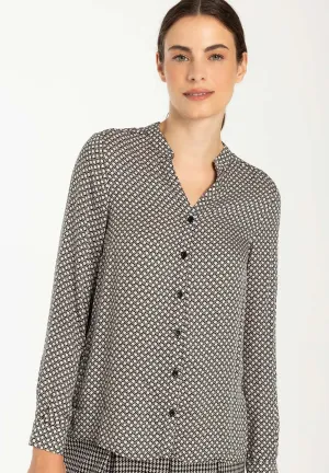 More & More Geo Print Blouse Black/Ecru