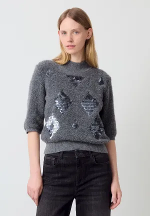 More & More Knit Sweater With Sequin Details Grey