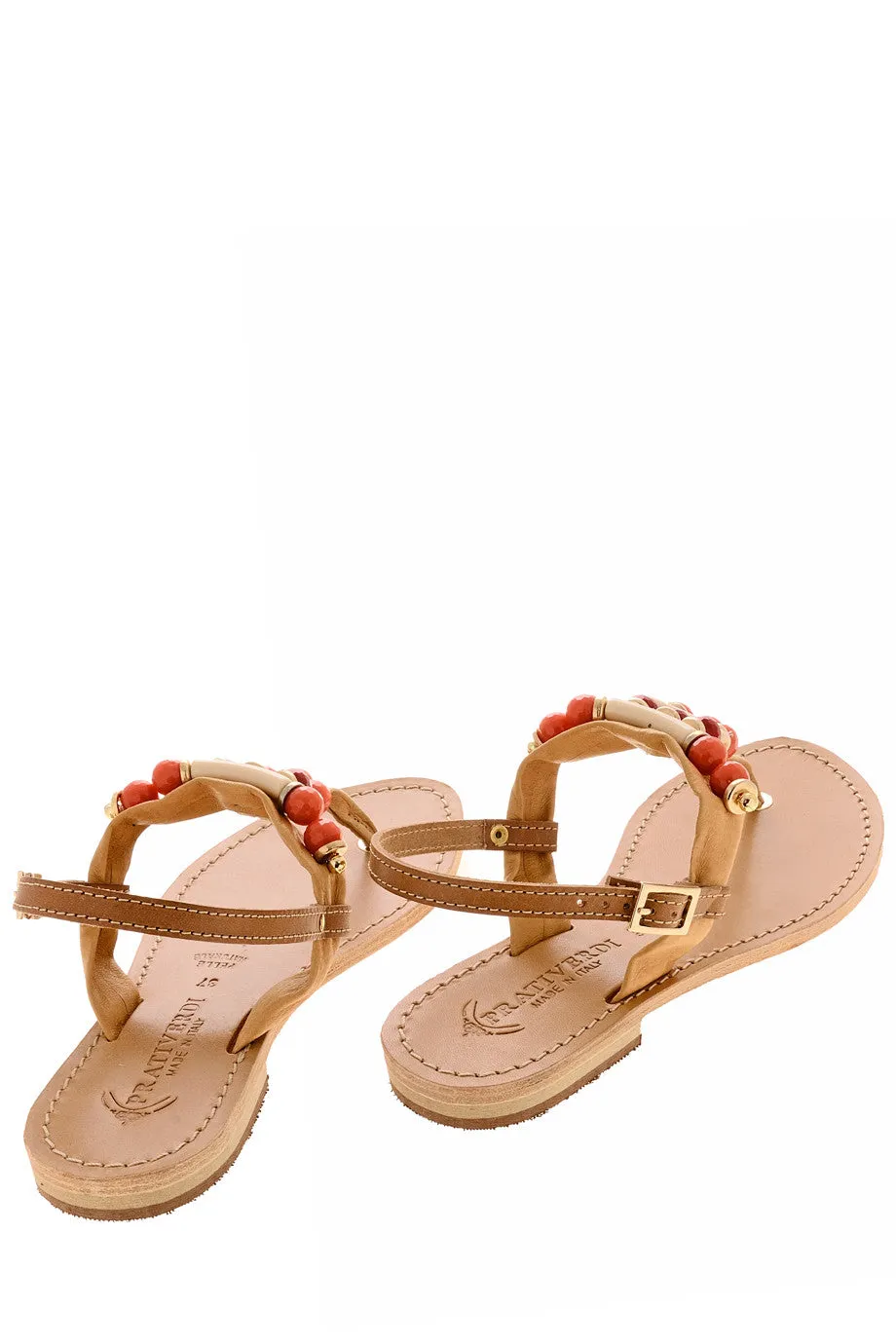 NAROVA Coral Beaded T-Bar Sandals