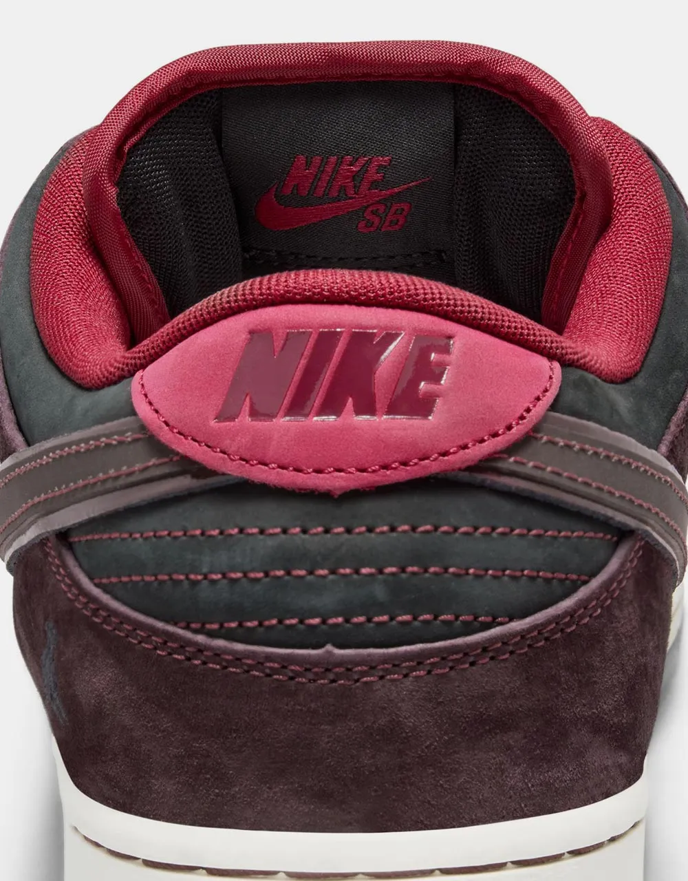 Nike SB 'Riot' Dunk Low Pro QS Skate Shoes - Mahogany/Dark Beetroot-Team Red-Sail